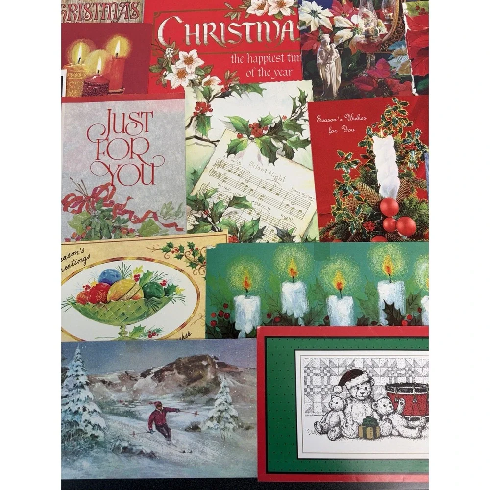 Vintage Christmas Cards Fronts ONLY Traditional Scrapbooking Decoupage Lot 50+